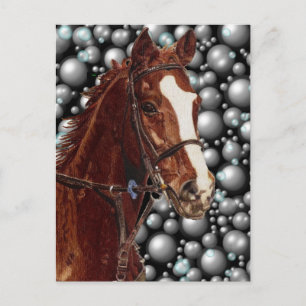 Thoroughbred & Bubbles Art Postcard