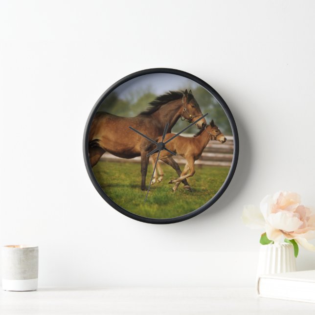 Thoroughbred Chestnut Mare & Foal Clock (Home)
