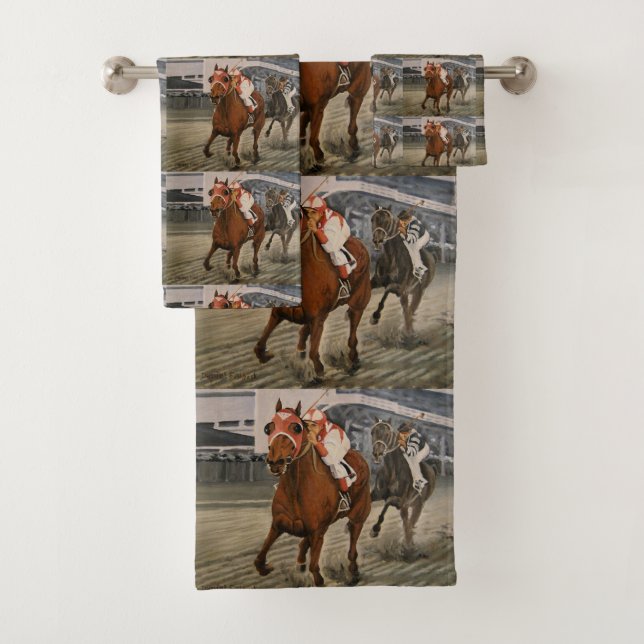 Thoroughbred Equine Wins Horse Race Bath Towel Set (Insitu)