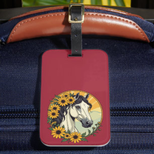Thoroughbred Horse And Black Eyed Susan Flowers Luggage Tag
