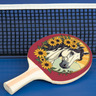 Thoroughbred Horse And Black Eyed Susan Flowers Ping Pong Paddle