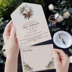 Thoroughbred Horse Equestrian Flower  All In One Invitation