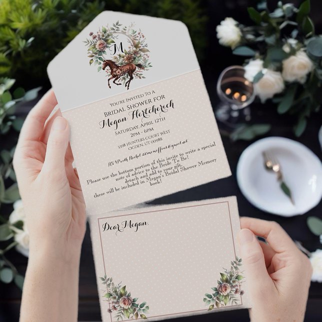 Thoroughbred Horse Equestrian Flower  All In One Invitation (Personalize this beautiful design!)