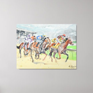 Thoroughbred Horse Race Finish Expressionist Canvas Print