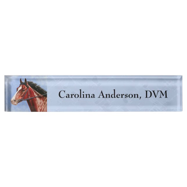 Thoroughbred Horse Racehorse Blue Nameplate (Front)