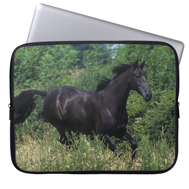 Thoroughbred Horse Running in Grass Laptop Sleeve (Front)