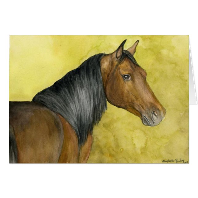 Thoroughbred Horse Watercolor Horse Art  Card (Front Horizontal)