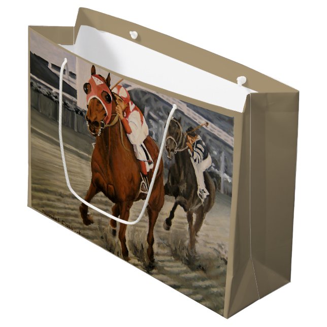 Thoroughbred Horse Wins Race Large Gift Bag (Front Angled)