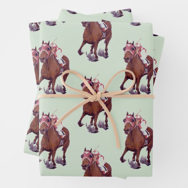 Thoroughbred Horse Wins the Race Wrapping Paper Sheet (In situ)