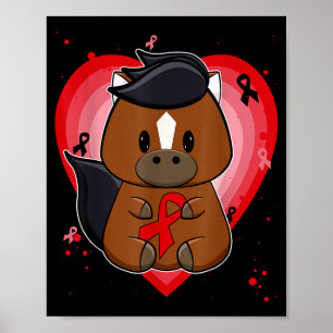 Thoroughbred Horse With Ribbon Heart Disease Aware Poster