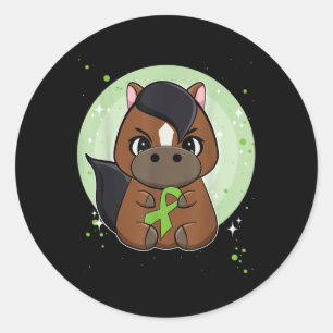 Thoroughbred Horse With Ribbon Mental Health Aware Classic Round Sticker