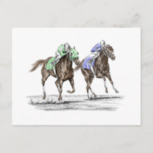 Thoroughbred Horses Racing Postcard
