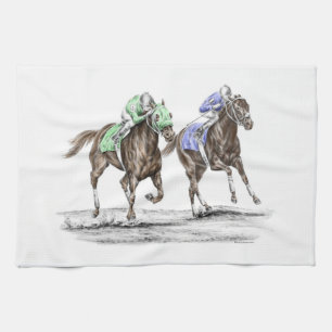Thoroughbred Horses Racing Tea Towel