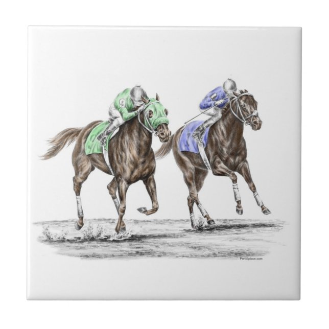 Thoroughbred Horses Racing Tile (Front)