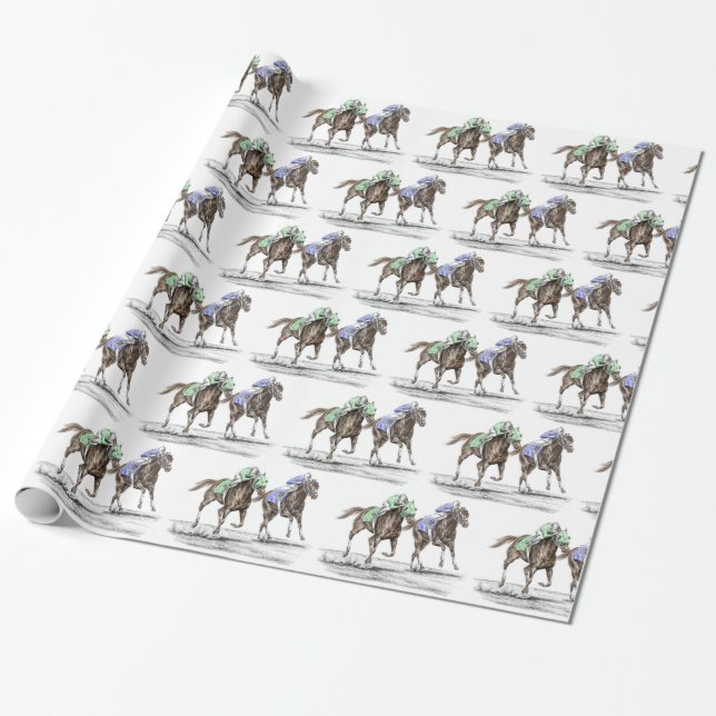 Thoroughbred Horses Racing Wrapping Paper (Unrolled)