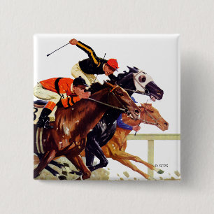 Thoroughbred Race 15 Cm Square Badge