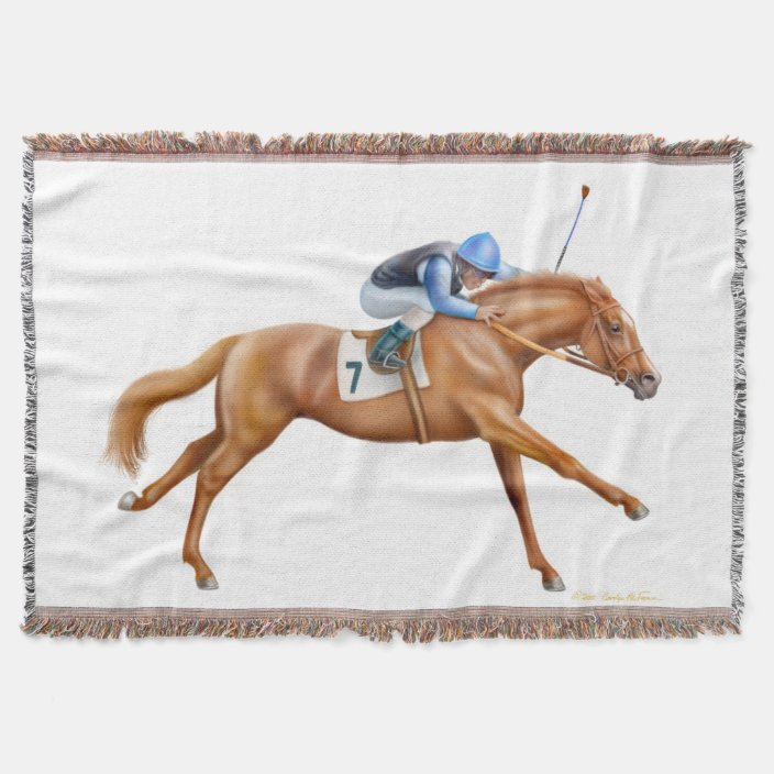 Thoroughbred Race Horse Equestrian Throw Blanket Zazzle.co.uk