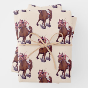 Thoroughbred Race Horse Wins Wrapping Paper Sheet