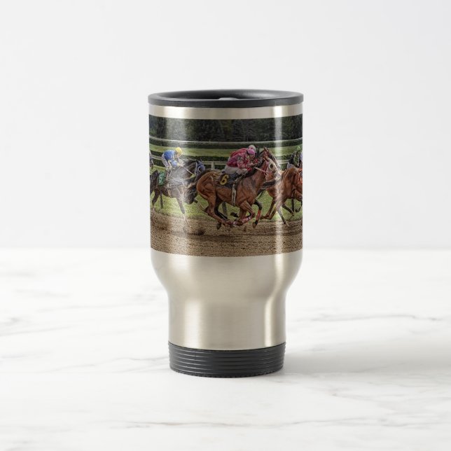 Thoroughbred Race Travel Mug (Center)