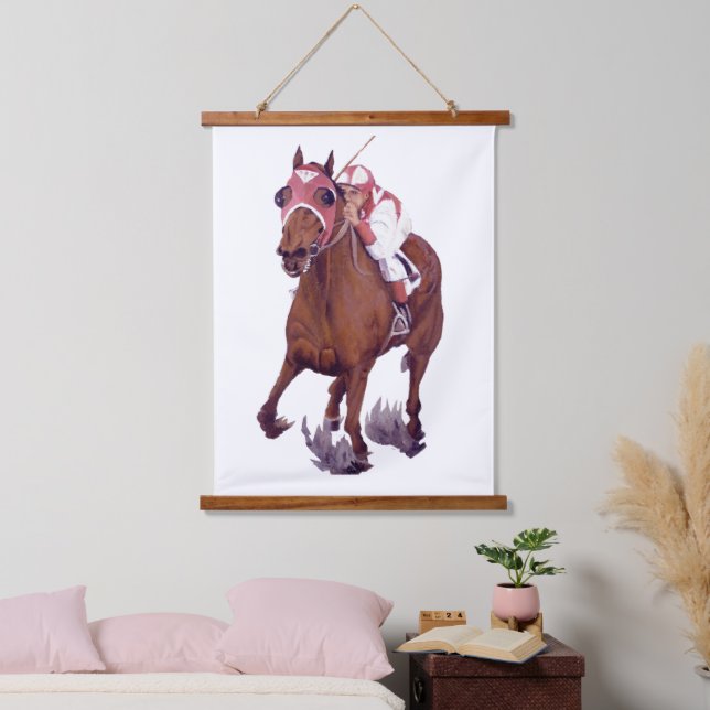 Thoroughbred Racehorse Wins Race Hanging Tapestry (Bedroom)