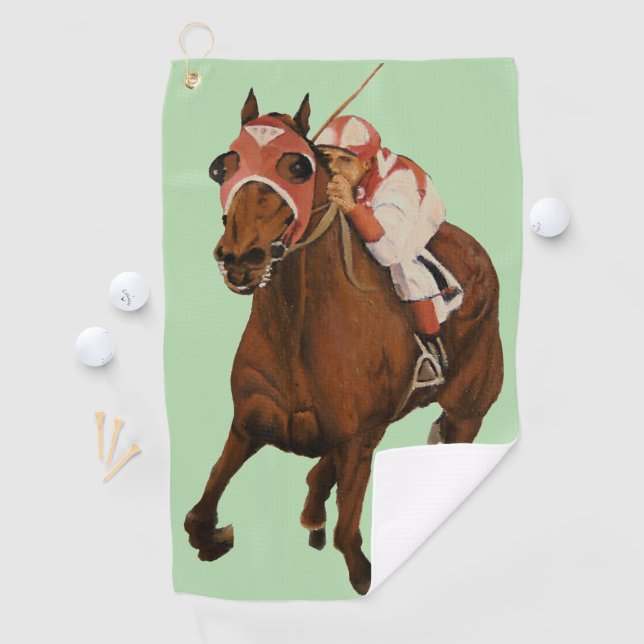 Thoroughbred Seabiscuit Classic Racehorse Wins Golf Towel (InSitu)