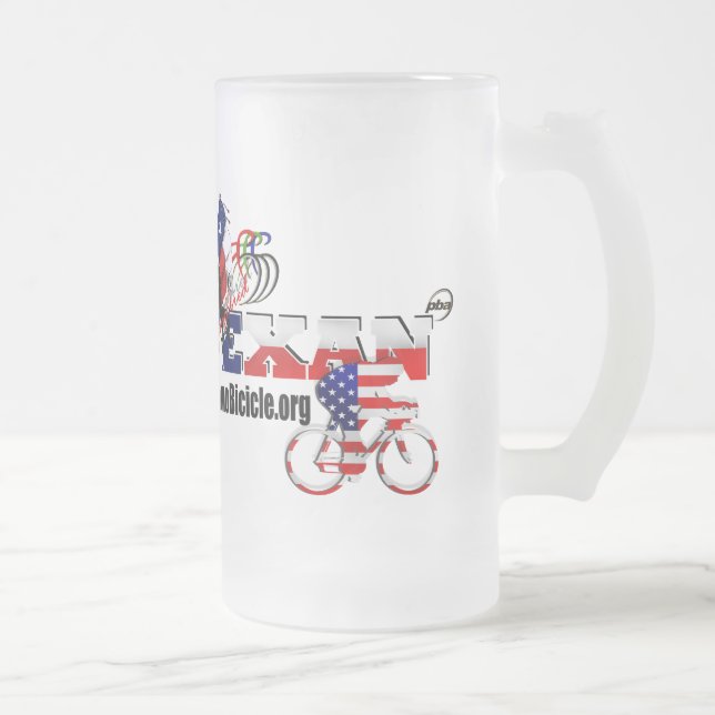 Thoroughbred Texan Cyclist Glass Beer Mug (Right)