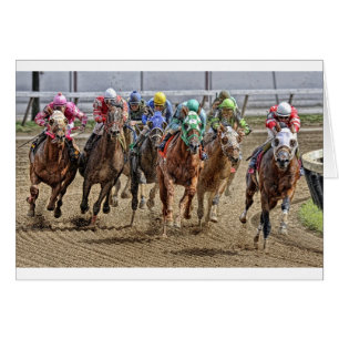 Thoroughbreds Rounding Last Turn