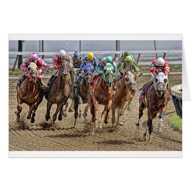 Thoroughbreds Rounding Last Turn (Front Horizontal)