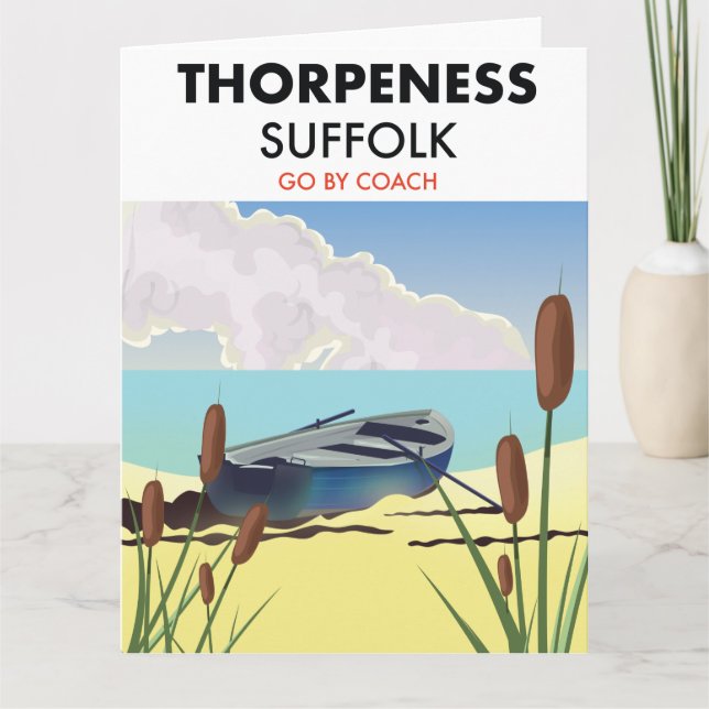 Thorpeness suffolk vintage beach poster. card (Front)