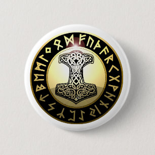 Thor's Hammer 6 Cm Round Badge