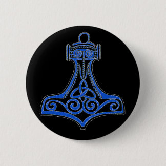 Thors Hammer Blue 6 Cm Round Badge