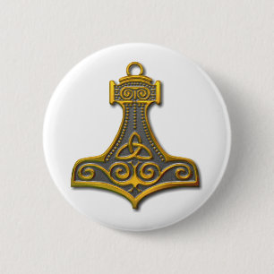 Thor's Hammer-gold 6 Cm Round Badge