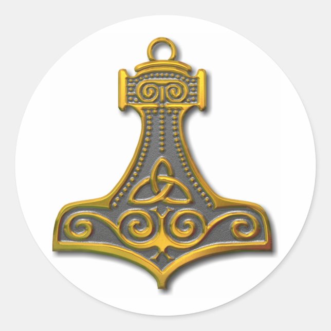 Thor's Hammer-gold Classic Round Sticker (Front)