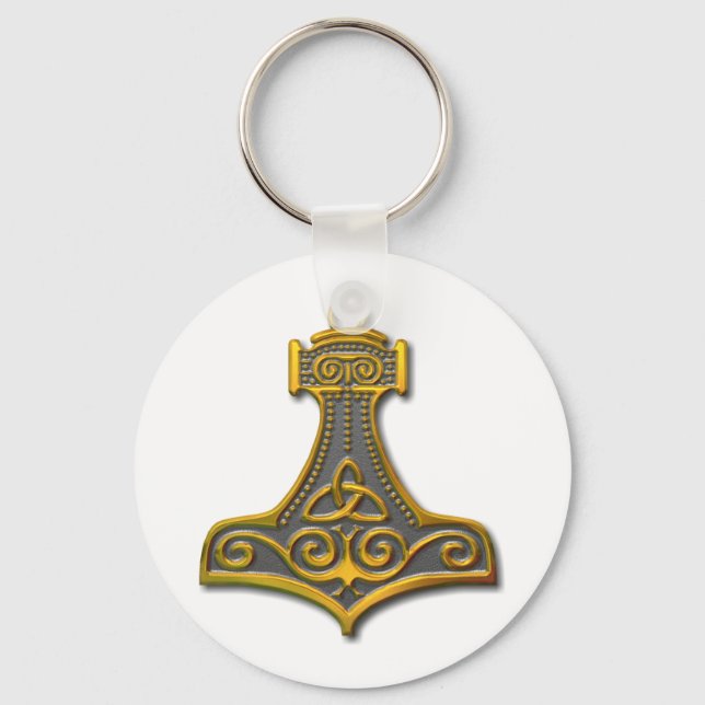 Thor's Hammer-gold Key Ring (Front)