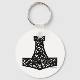 Thors Hammer in Black Key Ring