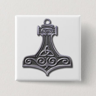 Thor's Hammer-silver 15 Cm Square Badge