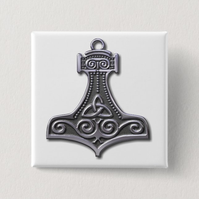 Thor's Hammer-silver 15 Cm Square Badge (Front)
