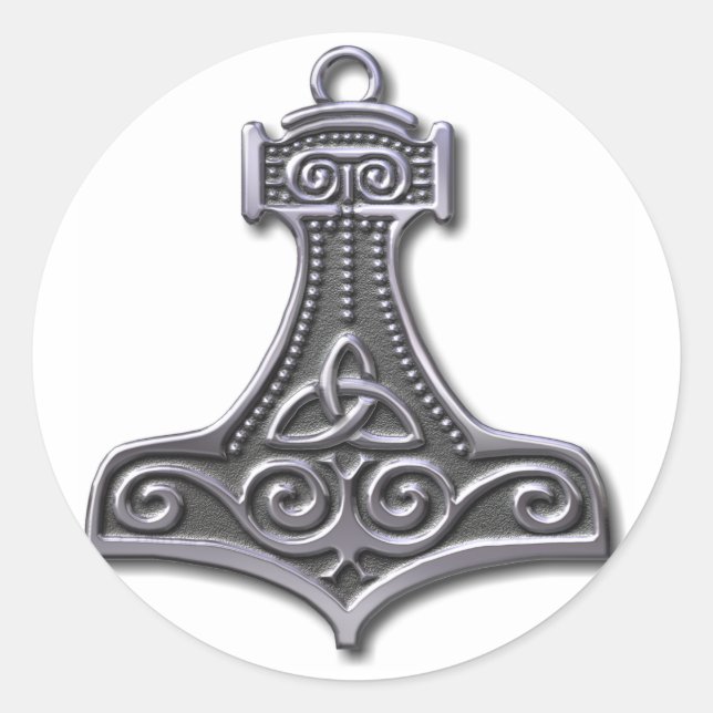 Thor's Hammer-silver Classic Round Sticker (Front)