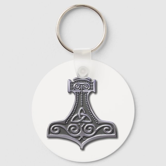 Thor's Hammer-silver Key Ring (Front)