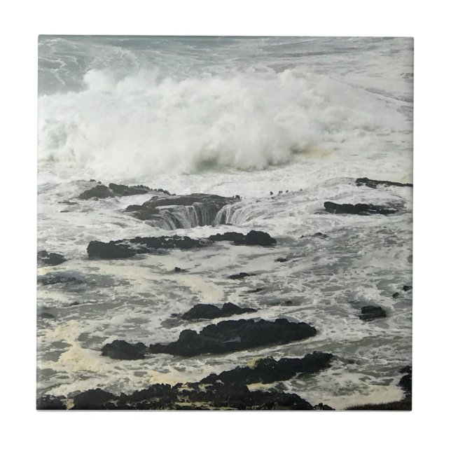 Thor's Well, Cape Perpetua, Oregon Coast Tile (Front)