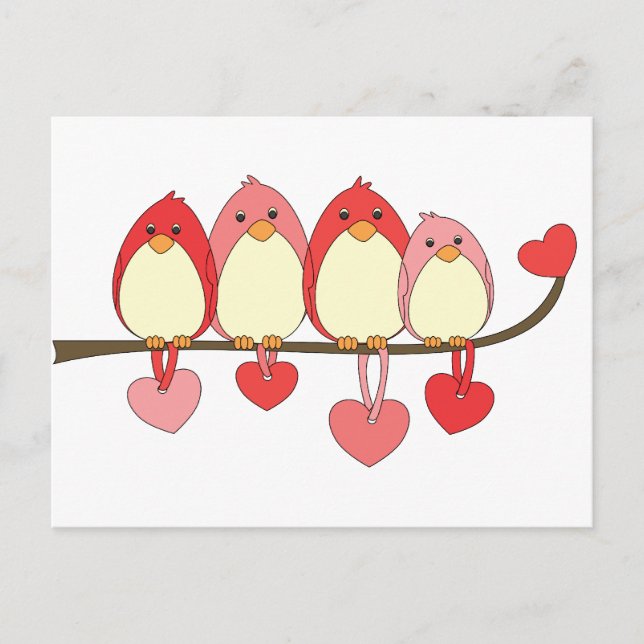 Those Birds On Valentines DAy Holiday Postcard (Front)