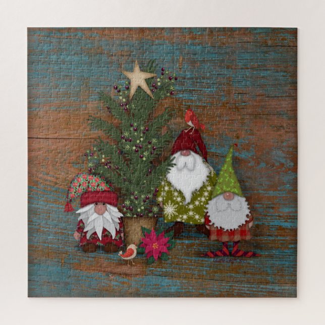 Those Cute Christmas Gnomes and Tree | Holiday Jigsaw Puzzle (Vertical)