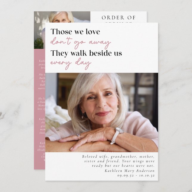 Those We Love Don't Go Away Photo Order of Service Programme (Front/Back)