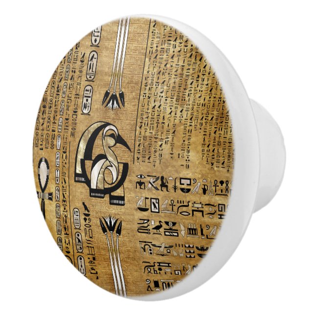 Thoth - Djhuty Egytian God- Gold and Pearl Ceramic Knob (Right)