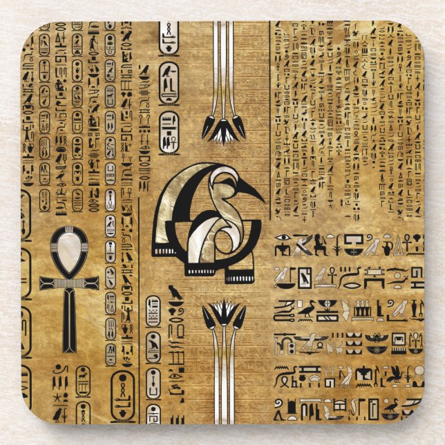 Thoth - Djhuty Egytian God- Gold and Pearl Coaster (Front)