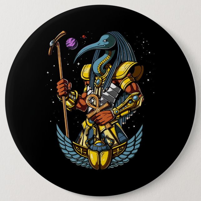 Thoth Egyptian God Ankh Scarab Ancient Symbol 6 Cm Round Badge (Front)