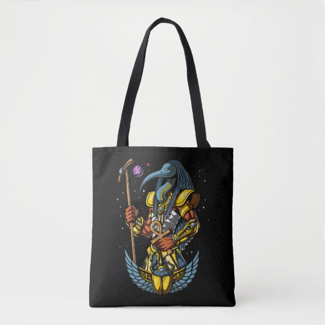 Thoth Egyptian God Ankh Scarab Ancient Symbol Tote Bag (Front)