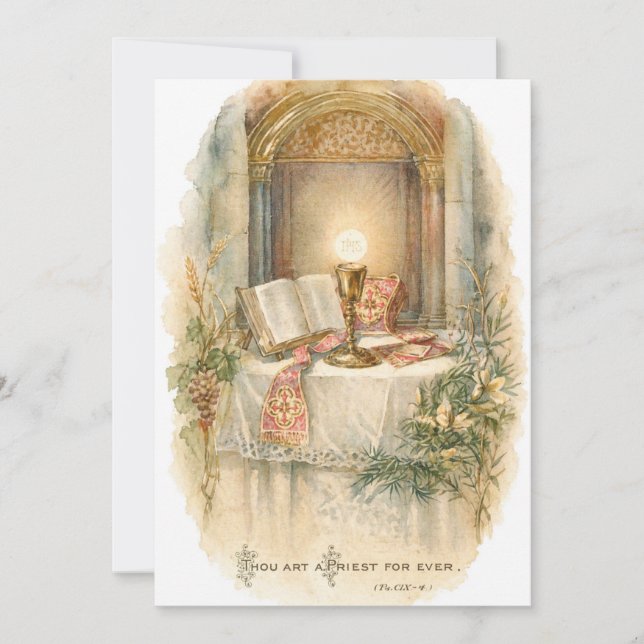 Thou Art a Priest Forever Anniversary Catholic Invitation (Front)