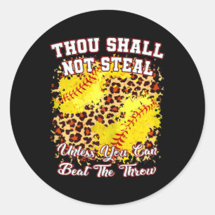Thou Shall Not Steal Funny Softll Quote Retro Leop Classic Round Sticker