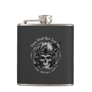 Thou Shall Not Test Me Wild Spirit Quote Hip Flask